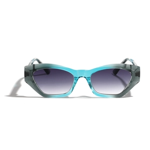 Occhiali da sole cat-eye TR90 con montatura sfumata blu-grigio e lenti viola