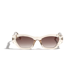 Occhiali da sole cat-eye trasparenti color champagne con montatura spessa e lenti sfumate