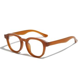 Lunettes de soleil rondes classiques ambre écaille avec finition polie pour hommes et femmes