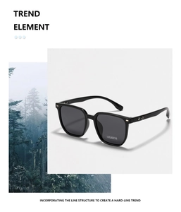 Detail der polarisierten TR90 Quadratrahmen-Sonnenbrille für Herren mit Waldhintergrund