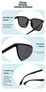 Detailansicht der TR90-Sonnenbrille mit Nasenpads und CE-gekennzeichnetem Scharnier