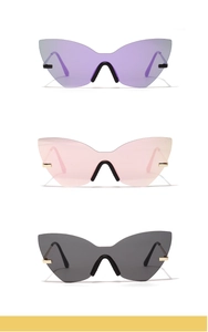 Trois couleurs de lunettes de soleil papillon sans monture avec charnières métalliques chic