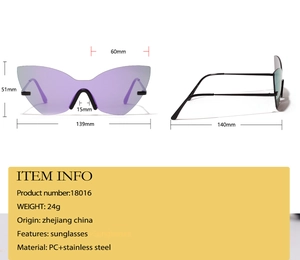 Dimensions techniques et spécifications de monture pour lunettes de soleil œil de chat