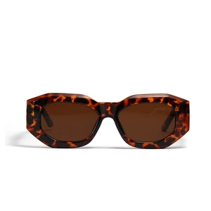 Vintage tortoiseshell square sunglasses with thick leopard print frames and dark brown lenses