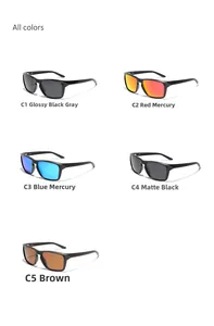 Detailed view of TR90 polarized sunglasses in five vibrant lens colors and sporty frames