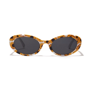 Lunettes de soleil ovales à motif tournesol avec verres foncés pour femmes