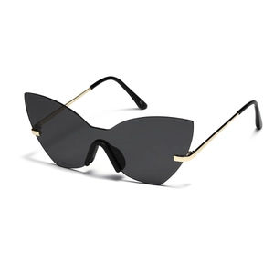 Lunettes de soleil papillon sans monture avec verres dégradés et branches en métal doré