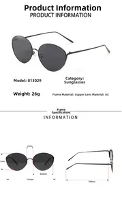 Tableau des tailles pour lunettes de soleil punk avec dimensions et spécifications du cadre