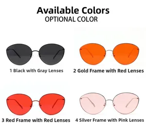 Quatre options de couleurs pour lunettes de soleil punk ovales noir, or, rouge et argent