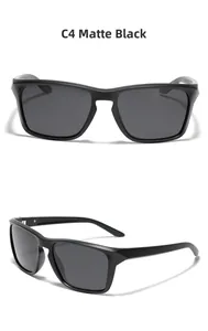 Detailed views of matte black TR90 polarized sunglasses with gray lenses from two angles