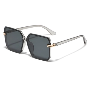 Classic oversized square sunglasses with dark grey resin frames and golden accents