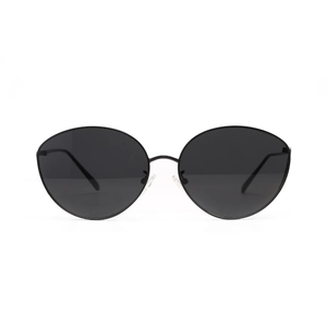 Lunettes de soleil ovales rétro punk en métal avec verres noirs et monture mince mixte
