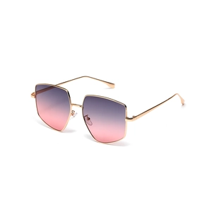 Chic oversized geometric sunglasses with gold metal frame and gradient lenses