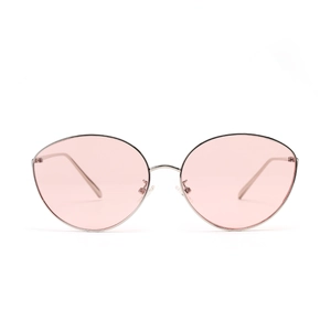 Lunettes de soleil ovales rétro punk en métal argenté avec verres rose clair