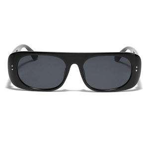 Futuristic Y2K rectangle thick frame sunglasses with silver studs on white background