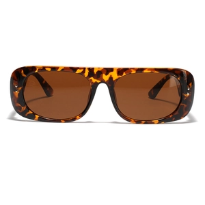 Y2K rectangle oversized leopard print sunglasses with dark brown lenses and rivets