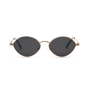 Modische ovale Sonnenbrille mit schmalem Rahmen und dunklen Gläsern