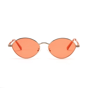 Retro-Oval-Sonnenbrille mit orangefarbenen Gläsern und kleinem Goldmetallrahmen für Damen und Herren