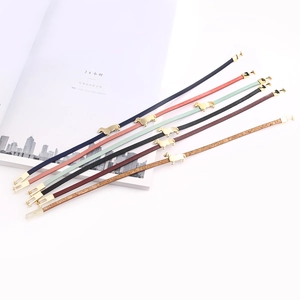 Minimalist leather bracelets with gold dachshund charms in six assorted colors