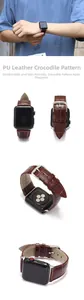 Détails du bracelet en cuir marron à motif crocodile avec boucle pour Apple Watch