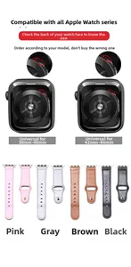 Detail view of universal PU leather straps for Apple Watch in four colors with stitching