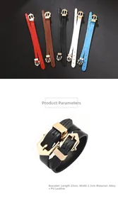 Detailed size chart showing multi-wrap PU snakeskin bracelet with golden alloy buckles