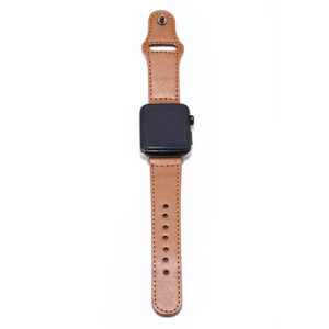 Premium light brown PU leather strap with fine stitching for Apple Watch accessories