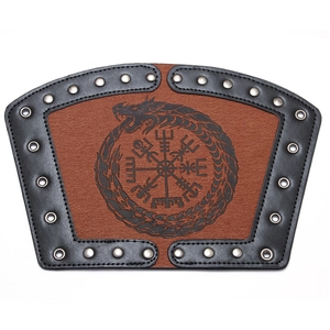 Viking style faux leather arm guard featuring Vegvisir compass and metallic rivets