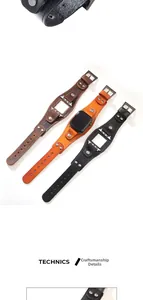 Detailansicht der Vintage-Nieten Lederarmbänder mit breiter Basis für Apple Watch