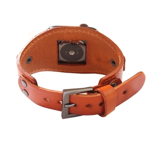 Braunes Lederarmband für Apple Watch mit Gunmetal-Schnalle und breitem Manschetten-Design