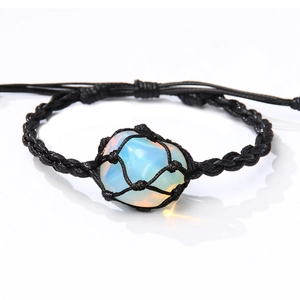 Handgefertigtes Gewebtes Rohstein Halskette Armband Set Bohemian Türkis Wachsseil Ethnische Accessoires Damen Herren Schmuck