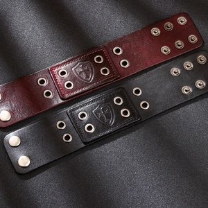 Vintage Cross Shield Embossed Wide Leather Cuff Bracelet Men Punk Rock Adjustable Wristband Alloy Studs Jewelry