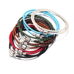 Handmade Woven Genuine Leather Bracelet Double Wrap Braided Leather Rope Wristband Zinc Alloy Clasp Fashion Jewelry Gift