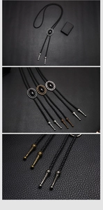 Drei Western-Bolo-Krawatten mit Vintage-Acrylsteinen und gravierten Metallspitzen