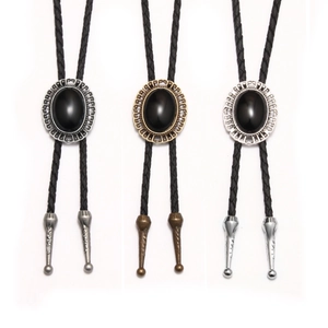 Retro Western Cowboy Bolo-Krawatte Mit Kunstleder Geflochtene Kordel Acryl Edelstein Schieber Legierung Anhänger Unisex Schmuck
