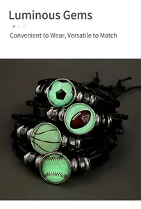 Leuchtende Sport-Anhänger auf geflochtenen Lederarmbändern mit Nachtleuchteffekt