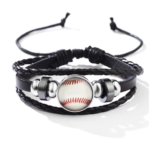 Detaillierte Nahaufnahme des Baseball-Lederarmbands mit verstellbarem Verschluss