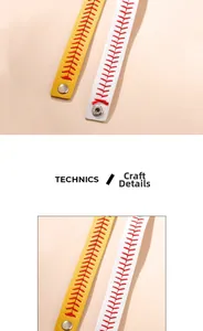 Detail von Baseball-Lederarmbändern mit roten Kreuzstichnähten und Metallschnalle
