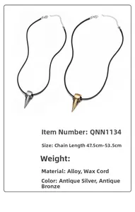Macro shot of bird skull pendants with wax rope, showing adjustable length 47.5-53.5cm