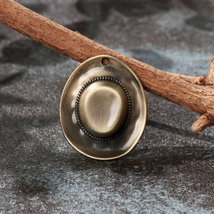 Vintage bronze cowboy hat pendant with braided texture and top hanging hole for jewelry DIY