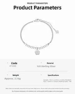 Detail specifications of S925 silver double-layer bracelet with 14K gold plating and charms