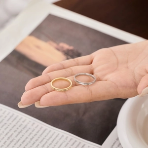 S925 sterling silver stackable rings in gold and silver finish with textured bead detail