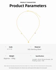 Detail specifications of 18K gold plated S925 sterling silver necklace with 5A zircon