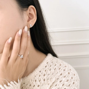 Parure de bijoux en argent S925 avec bague et boucles d'oreilles en zircon goutte