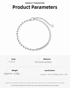 Detail view of 925 sterling silver paperclip chain bracelet with 19cm length and 3.60g weight