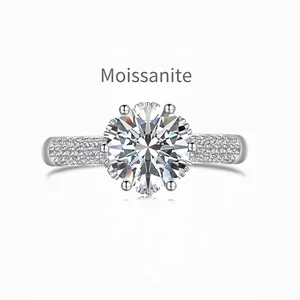 Luxus 925 Sterlingsilber Moissanit Ring Für Damen Rundschliff Verlobungsring Hochzeit D Farbe VVS1 Moissanit Schmuck