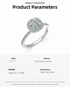 Detailansicht eines Halo-Rings aus 925er Sterlingsilber mit großem Moissanit-Stein