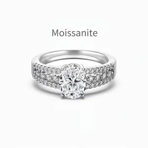 Oval Cut Moissanite 925 Sterling Silver Ring For Women Luxury Engagement Wedding Band Sparkling Inlaid Fashion Jewelry Finger Decoration