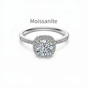 Luxus 1 Karat Moissanit 925 Sterling Silber Halo Ring Für Damen Rund Brillantschliff Weißgold Plattiert Verlobung Hochzeit Ring Mode Schmuck