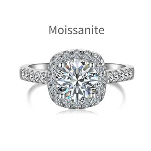 Classic 1.2 carat Moissanite ring in S925 sterling silver with halo and pave setting